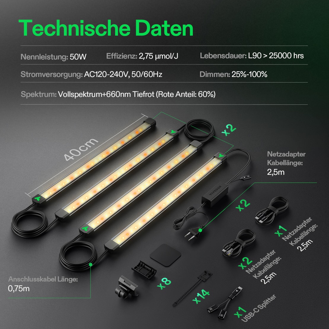 VIVOSUN LumaRay 8-Balken LED Zusatzlicht