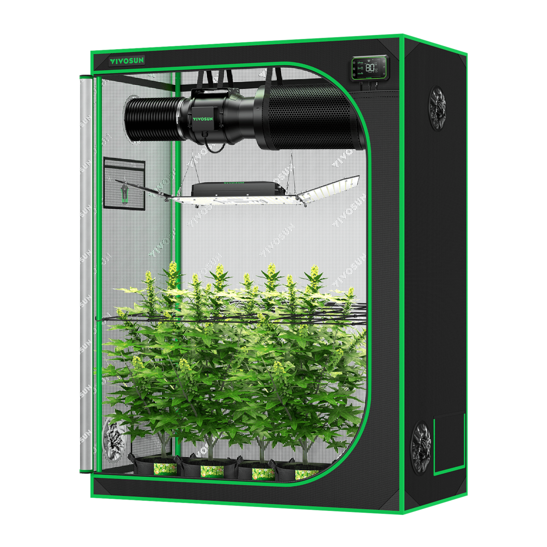 VIVOSUN Smart Growbox Komplettset 150x80x200cm mit AeroLight Wing 200W und E42A Controller