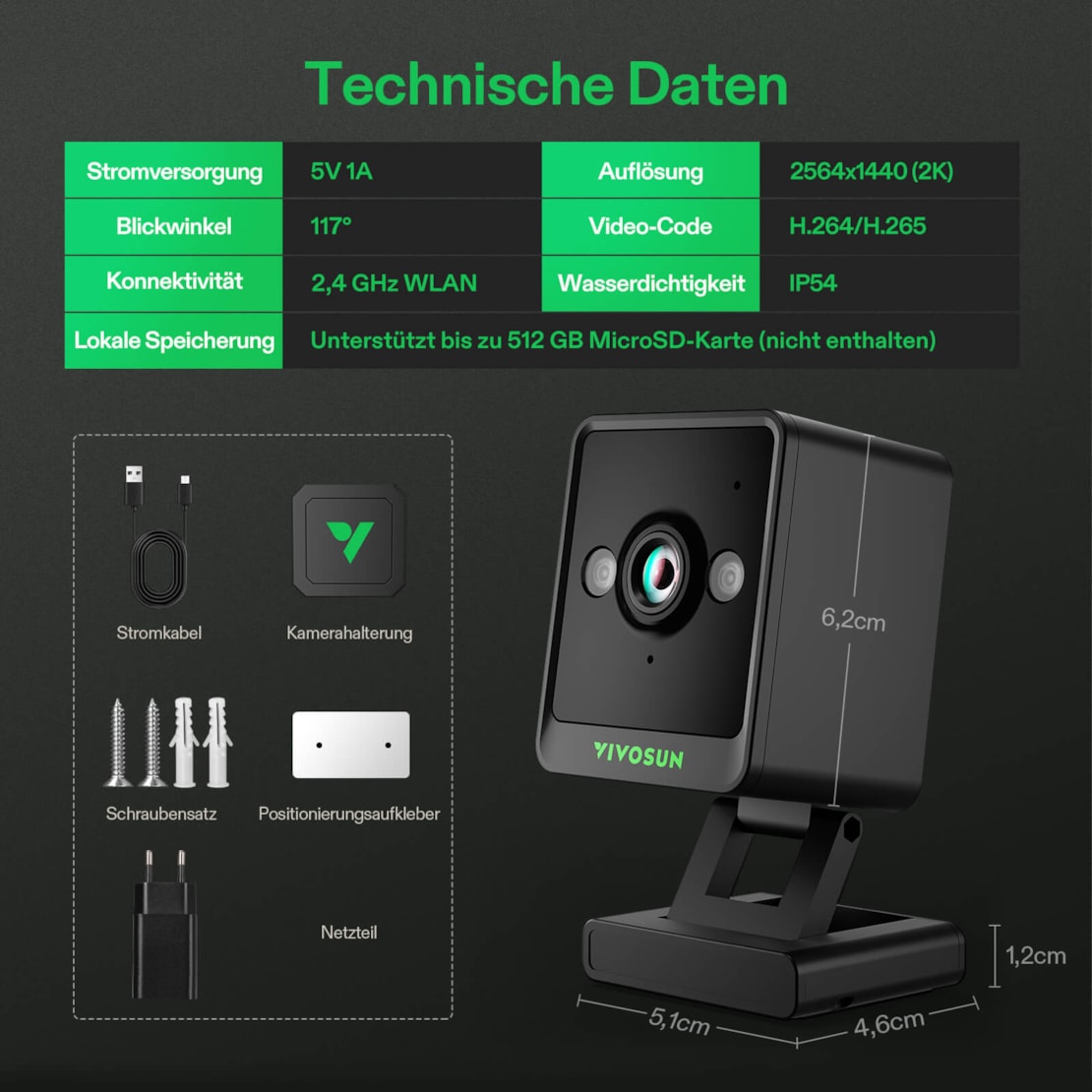 VIVOSUN smarte Grow Kamera C4 mit 2K QHD WLAN