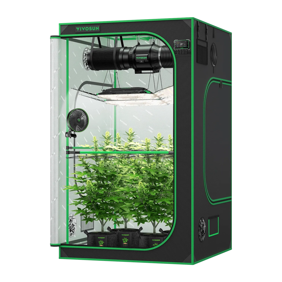 VIVOSUN Smart Growbox Komplettset Pro 120x120x200 cm mit 2x AeroLight Wing 200W und E42A+ Controller
