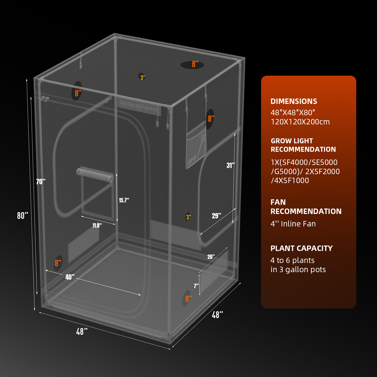 Spider Farmer Growbox 120x120x200 cm