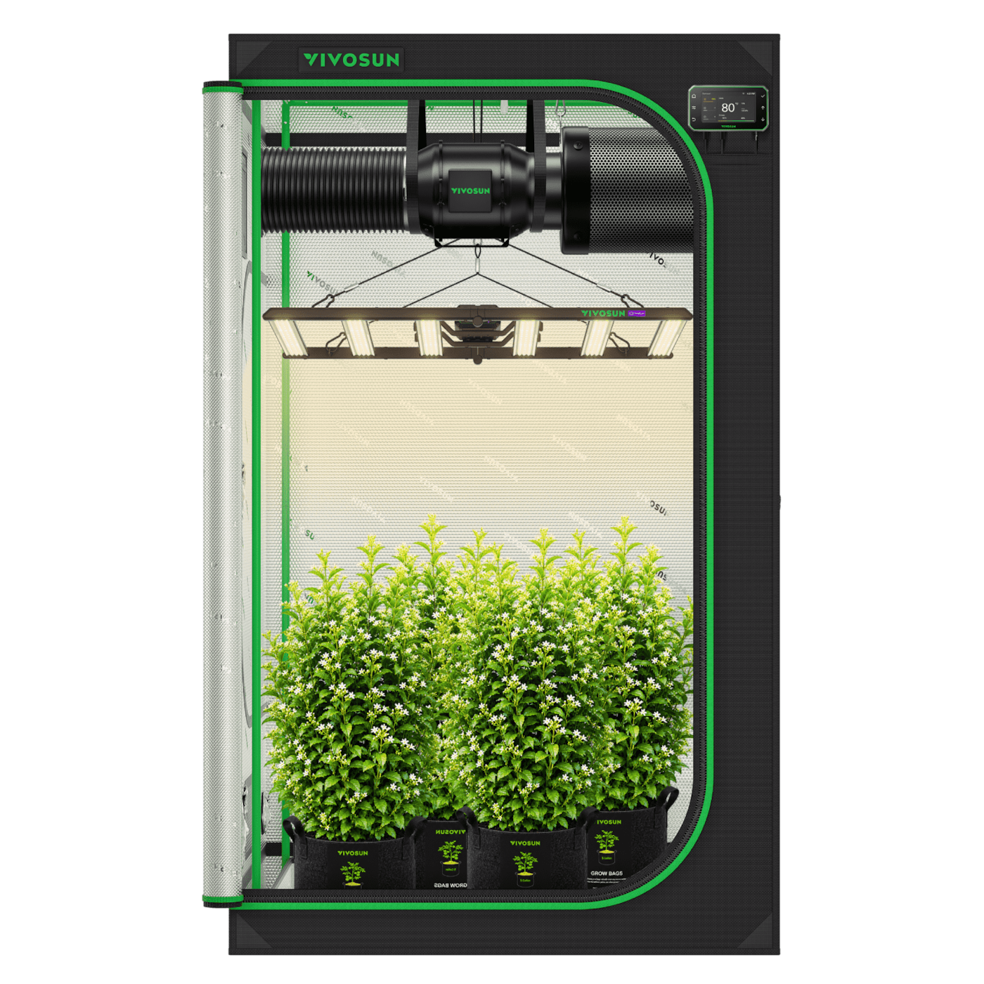 VIVOSUN Smart Growbox Komplettset 120x120x200 cm mit LumaLight 500W und GrowHub E42A+