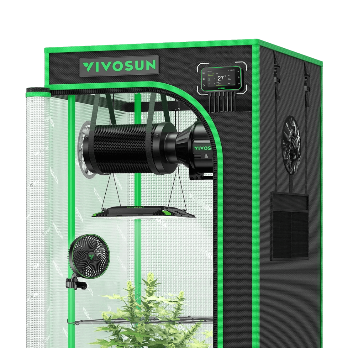 VIVOSUN Smart Growbox Komplettset Pro 60x60x120 cm mit AeroLight 100W und E42A+ Controller