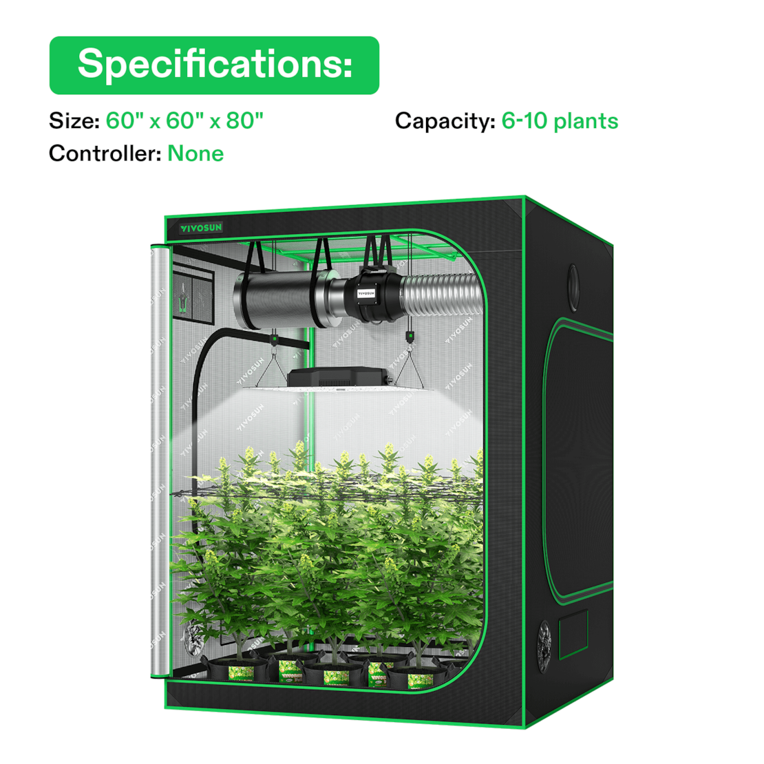VIVOSUN Standard Growbox Komplettset 150x150x200 cm mit VS4000 LED