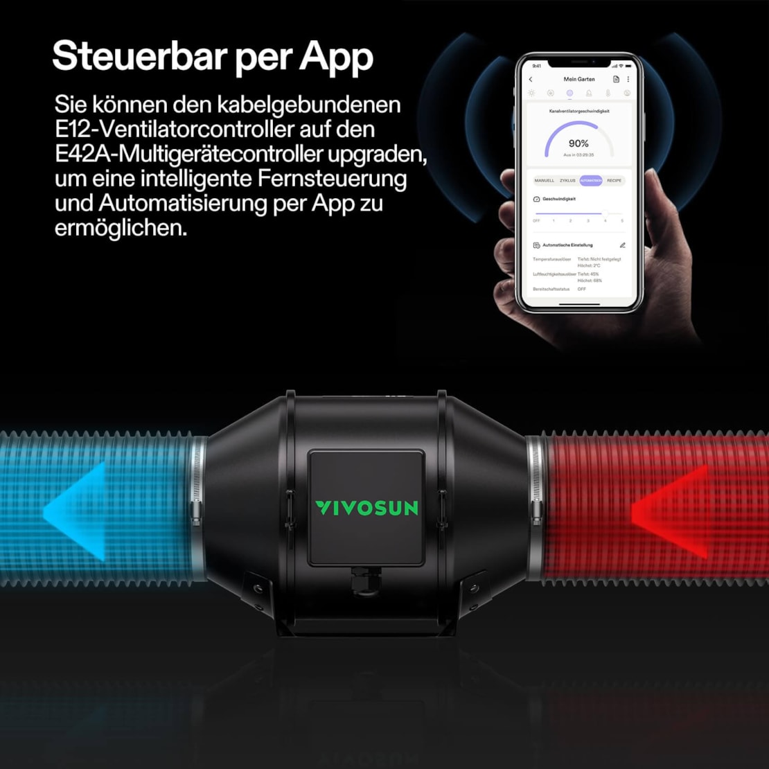 VIVOSUN AeroZesh G4 Smart Luftfiltration Kit 10 cm mit E12-Geschwindigkeitsregler