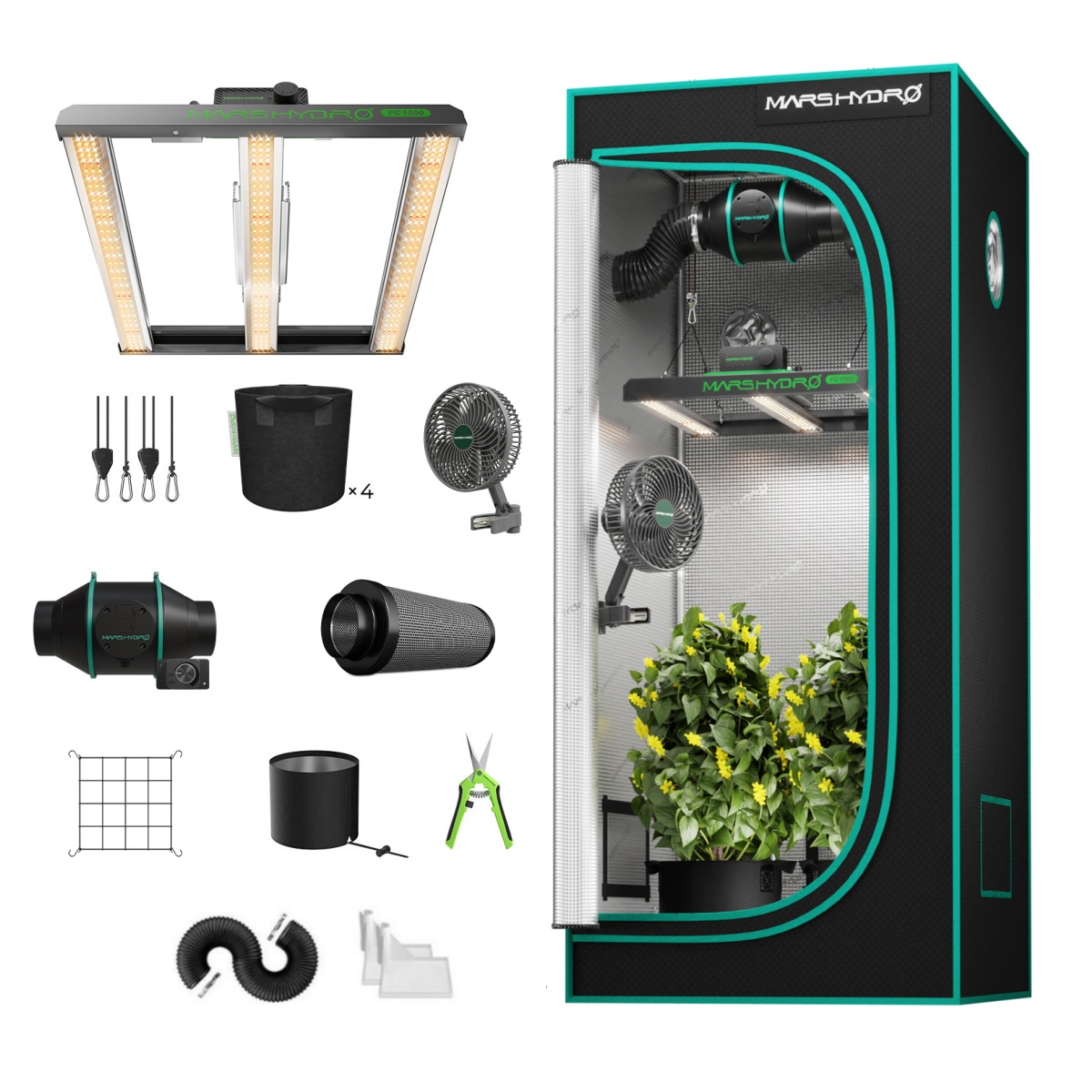 Mars Hydro FC 1500 EVO Growbox Komplettset 150W LED 80x80x160 cm