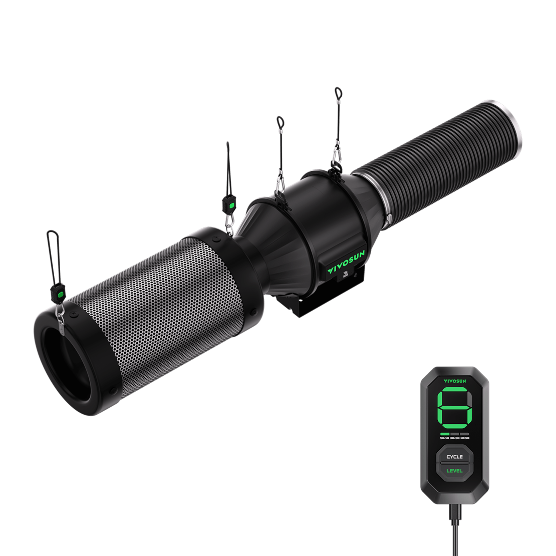 VIVOSUN AeroZesh T4 Smart Luftfiltration Kit 10 cm mit E12-Geschwindigkeitsregler