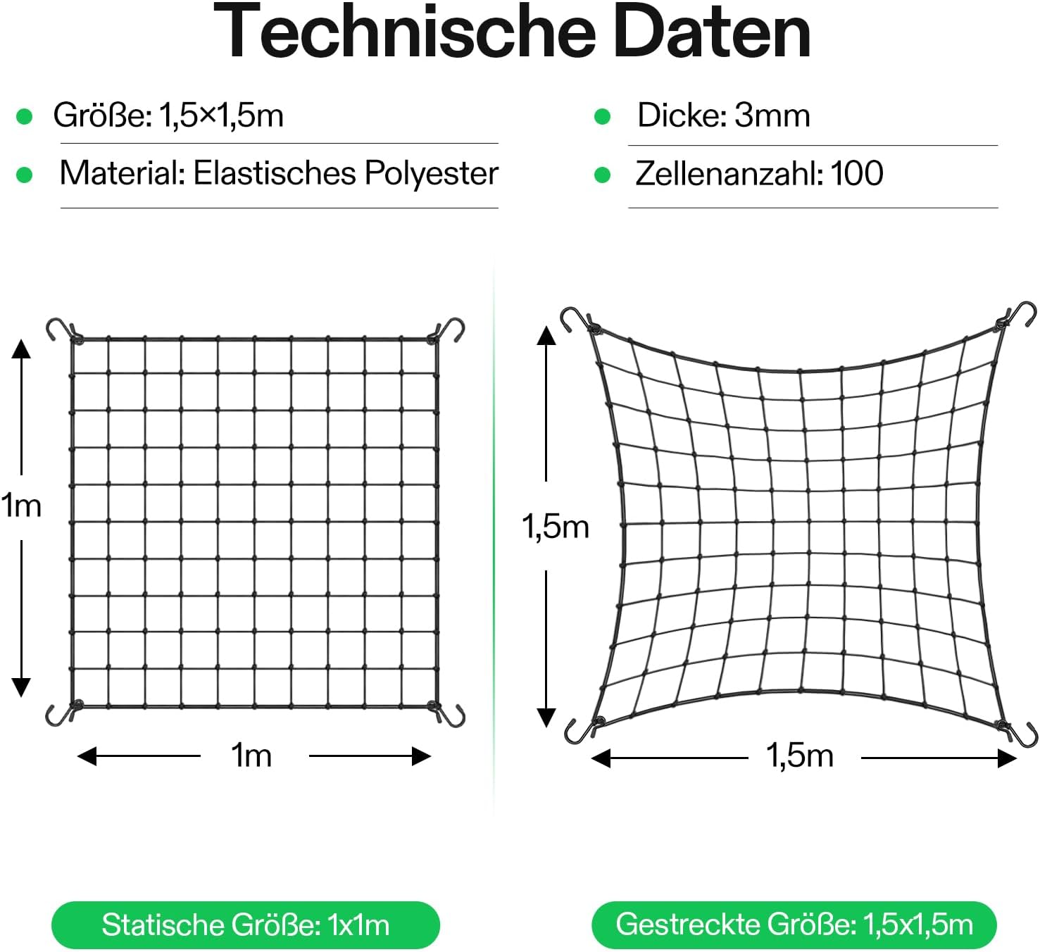 VIVOSUN Trellis Netz 150x150 cm mit 4 Haken