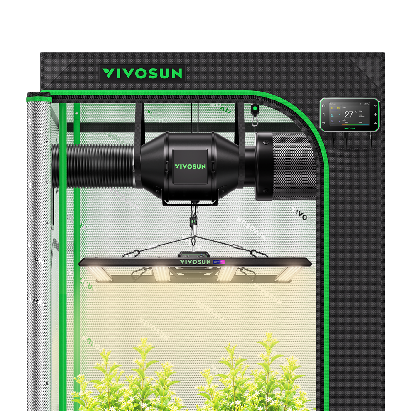 VIVOSUN Smart Growbox Komplettset 100x100x180 cm mit LumaLight 320W und GrowHub E42A+