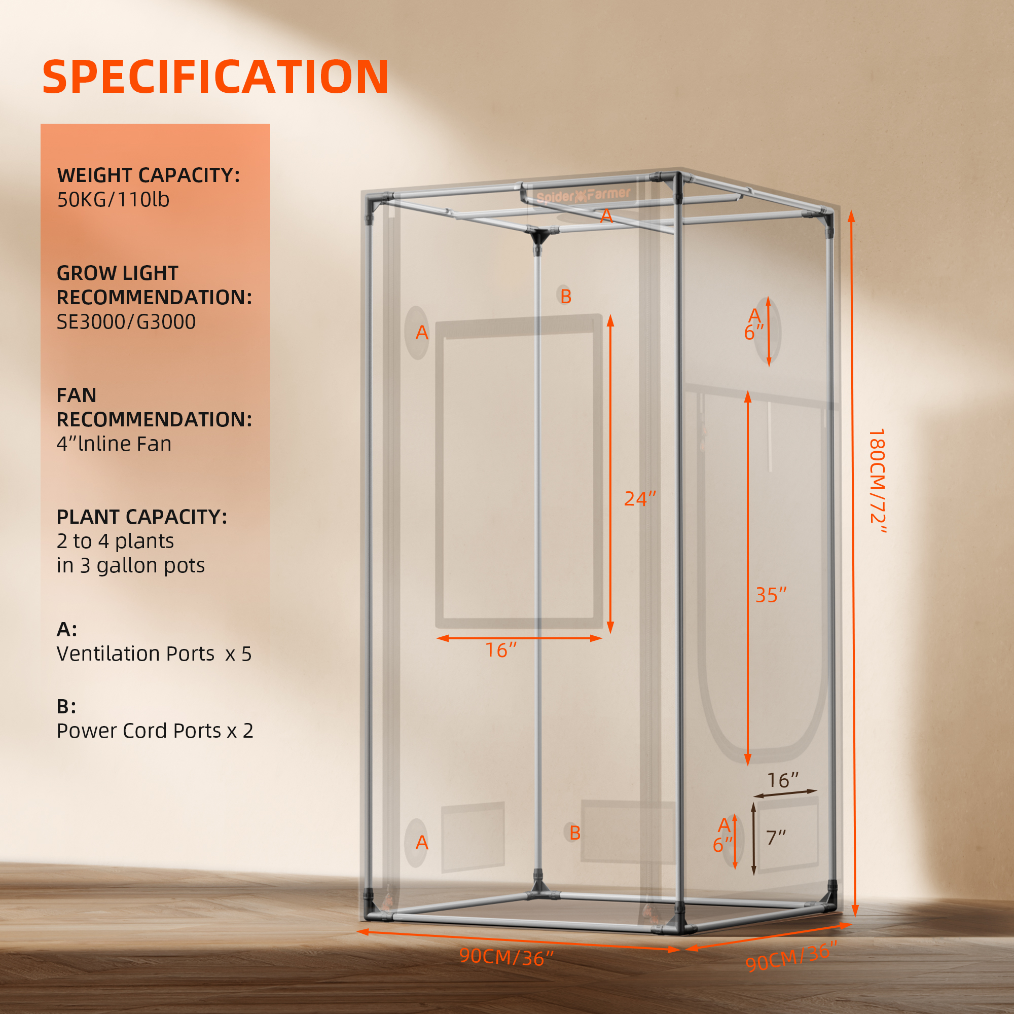 Spider Farmer Growbox Pro 90x90x180 cm 2000D