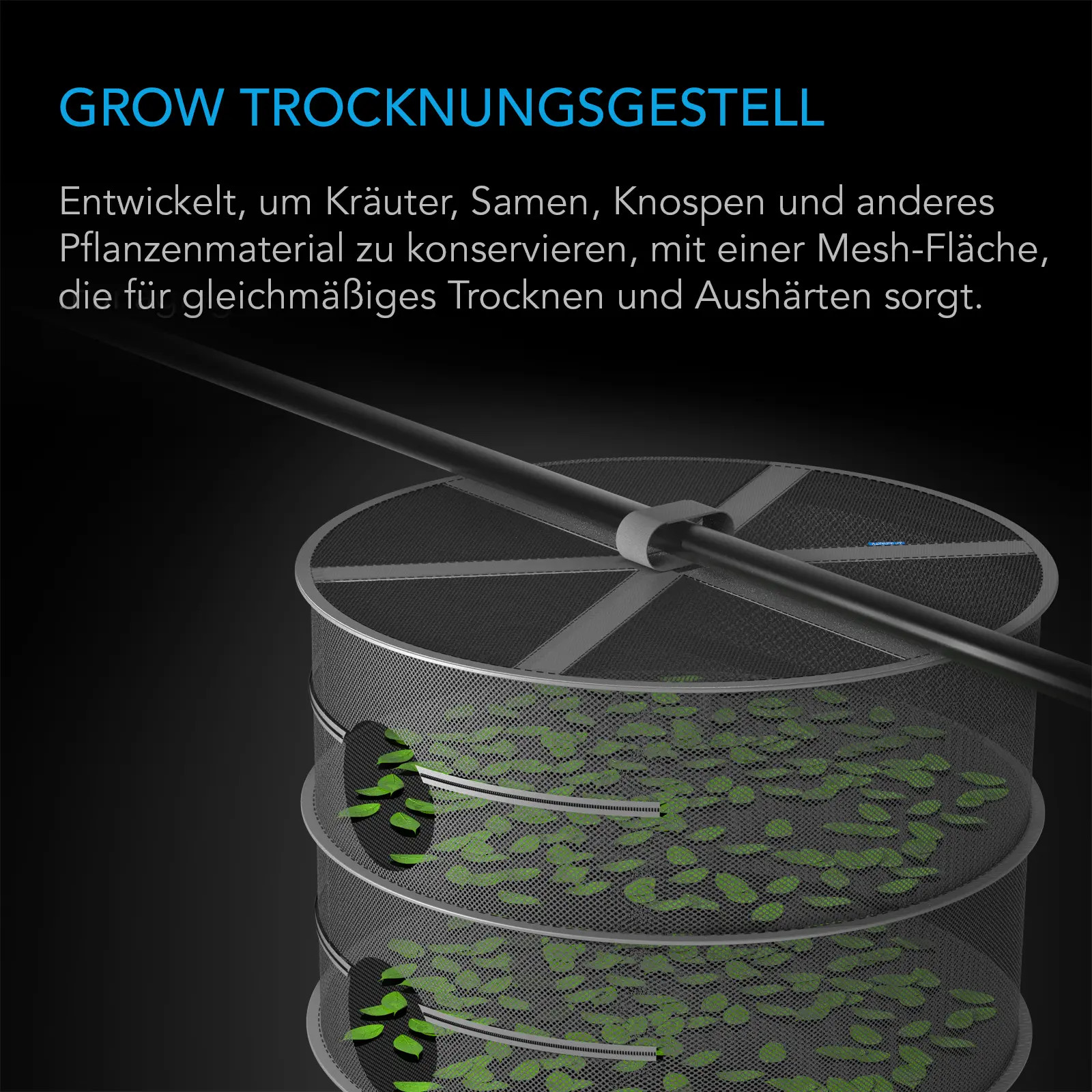 AC Infinity Trockennetz mit belüfteten Mesh-Ebenen zur gleichmäßigen Trocknung und Lagerung von Kräutern, Samen und anderem Pflanzenmaterial