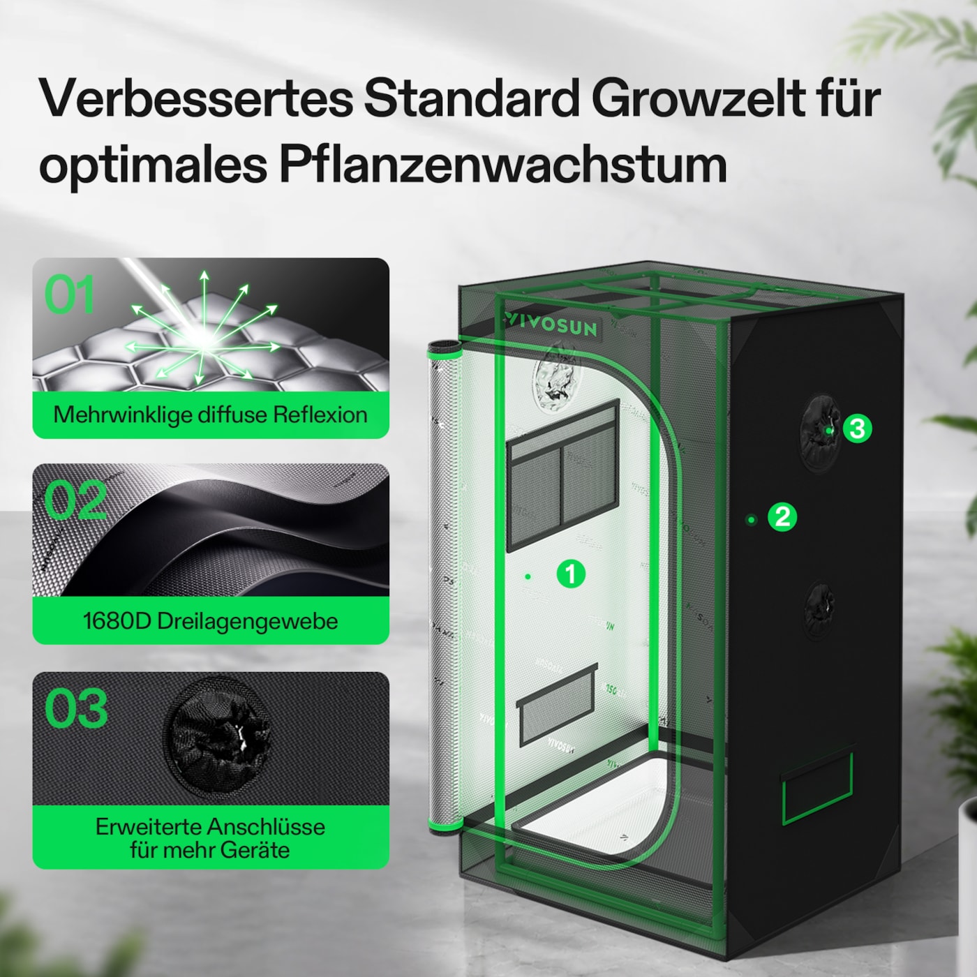 VIVOSUN Smart Growbox Komplettset 60x60x120cm mit LumaLight 100W und E42A+ Controller