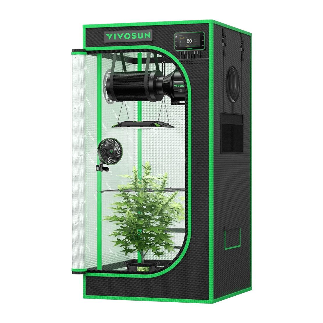 VIVOSUN Smart Growbox Komplettset Pro 60x60x120 cm mit AeroLight 100W und E42A+ Controller