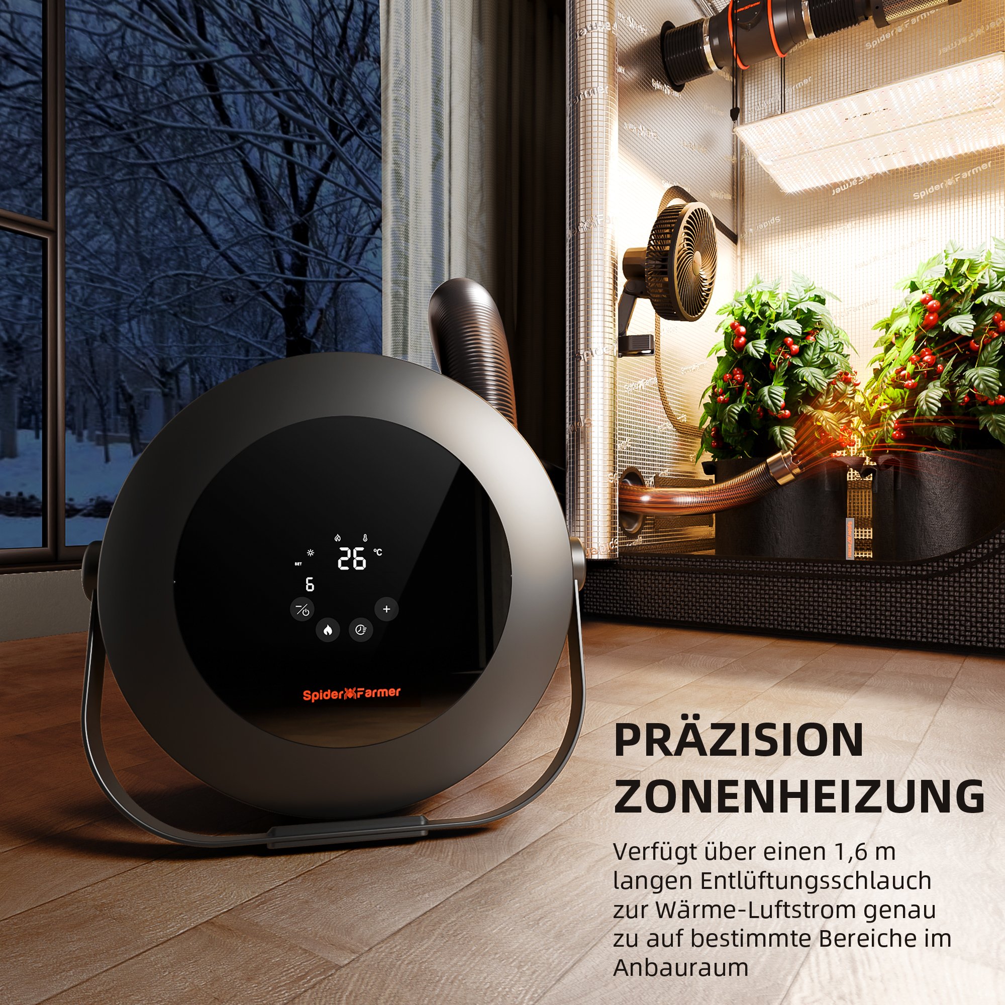 Spider Farmer Heizlüfter mit 10 Stufen 540 Watt
