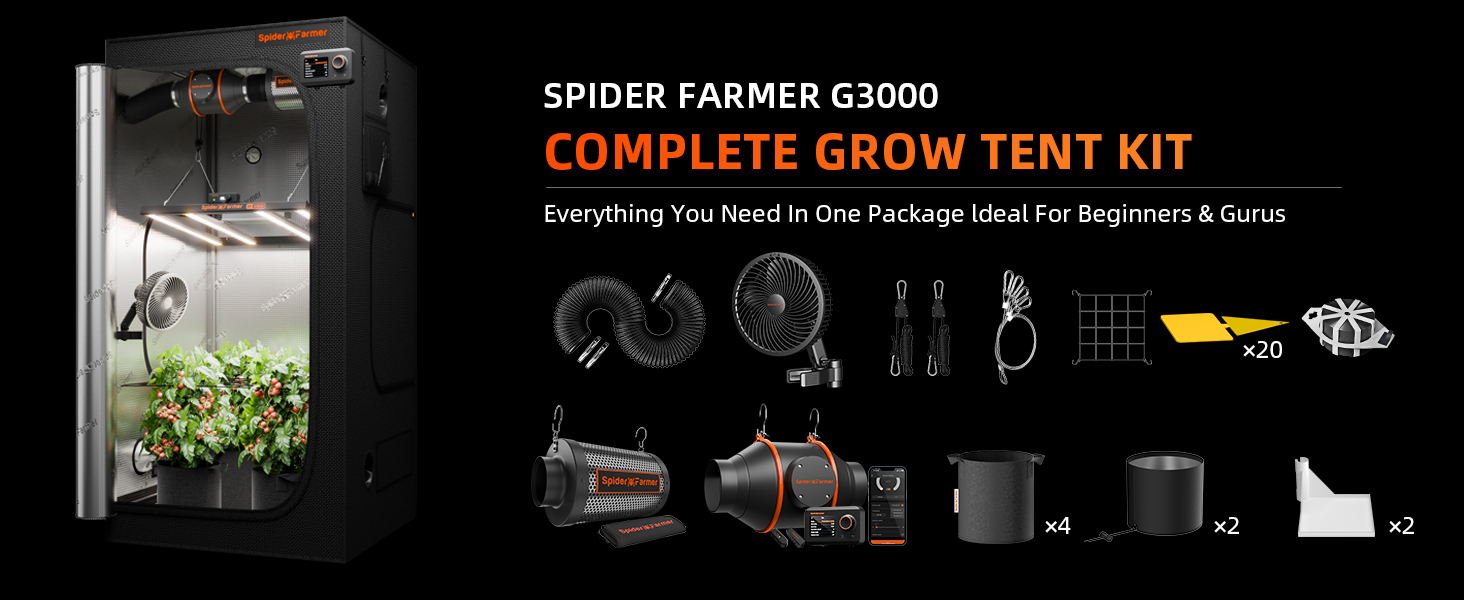 Spider Farmer Komplettset 90×90×180 cm G3000 mit GGS Controller