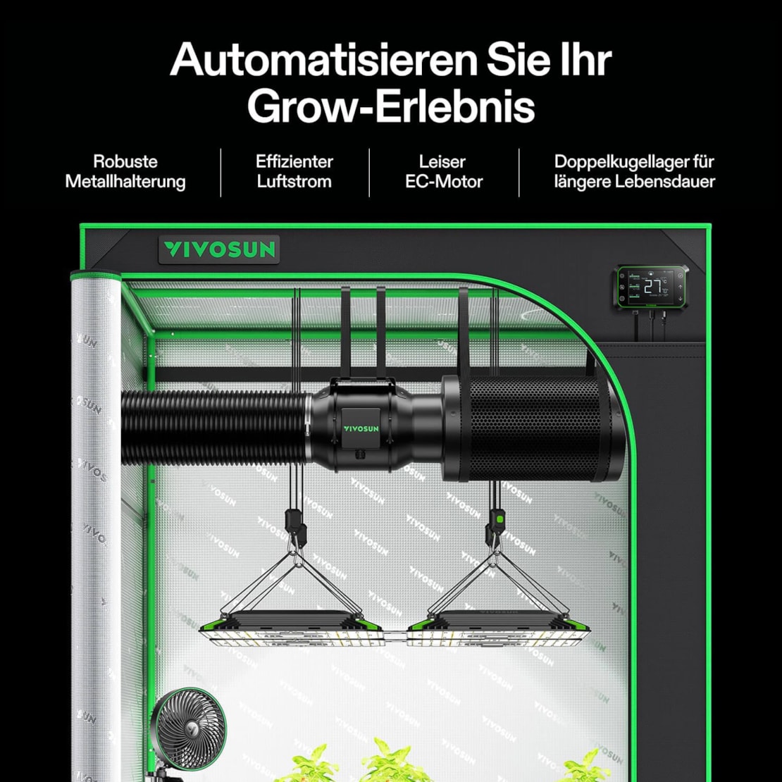 VIVOSUN AeroZesh G6 Smart Luftfiltration Kit 15 cm mit E42A Controller
