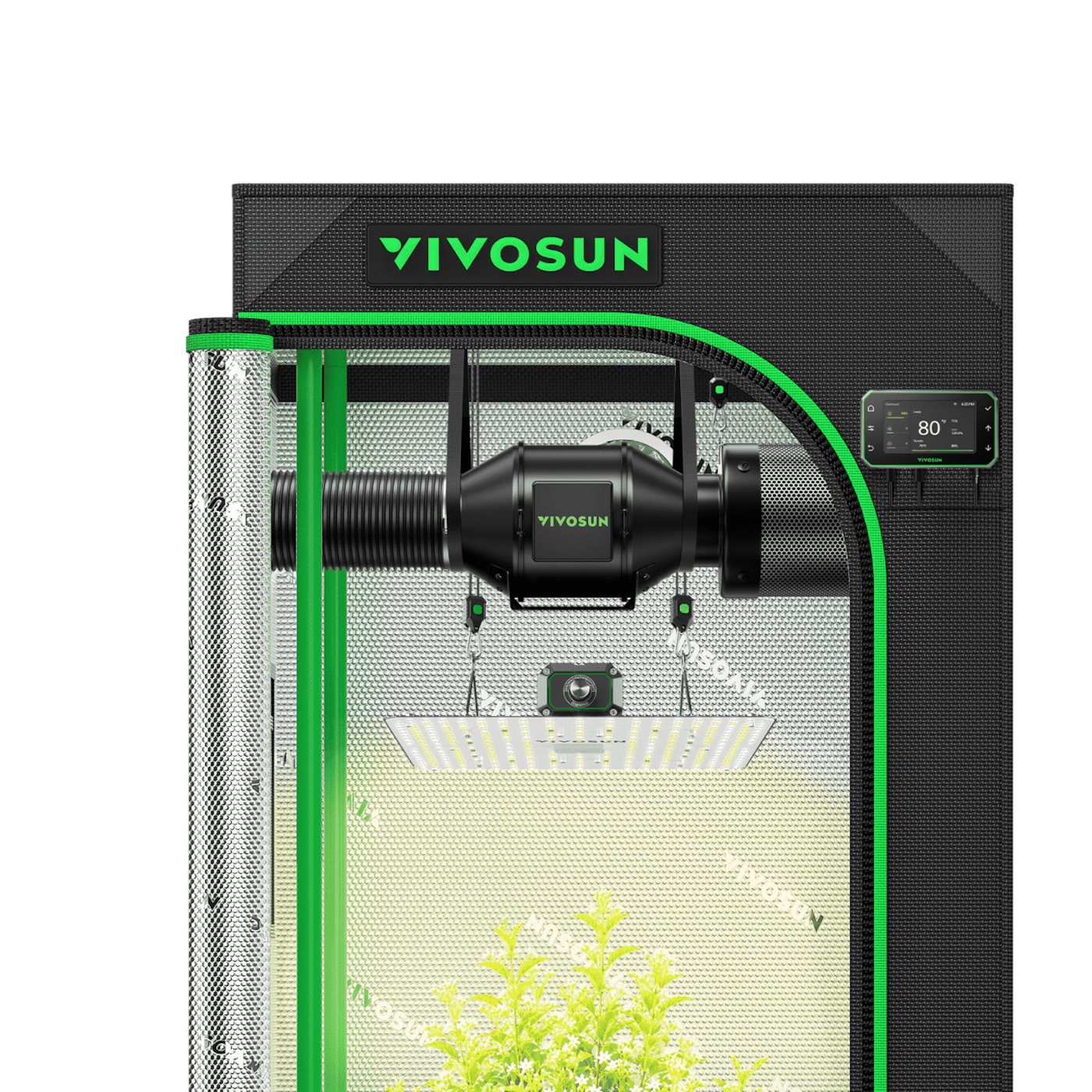 VIVOSUN Smart Growbox Komplettset 60x60x120cm mit LumaLight 100W und E42A+ Controller