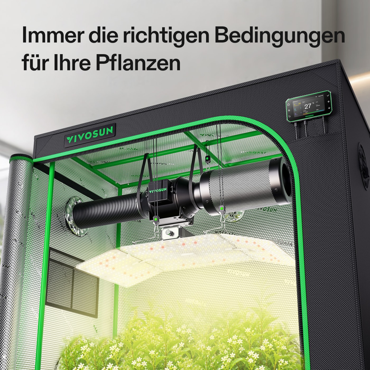 VIVOSUN Smart Growbox Komplettset 120x60x180 cm mit LumaLight 200W und GrowHub E42A+