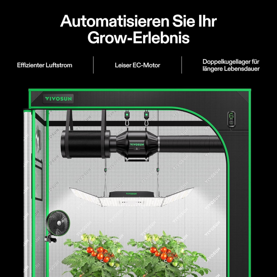 VIVOSUN AeroZesh T4 Smart Luftfiltration Kit 10 cm mit E12-Geschwindigkeitsregler