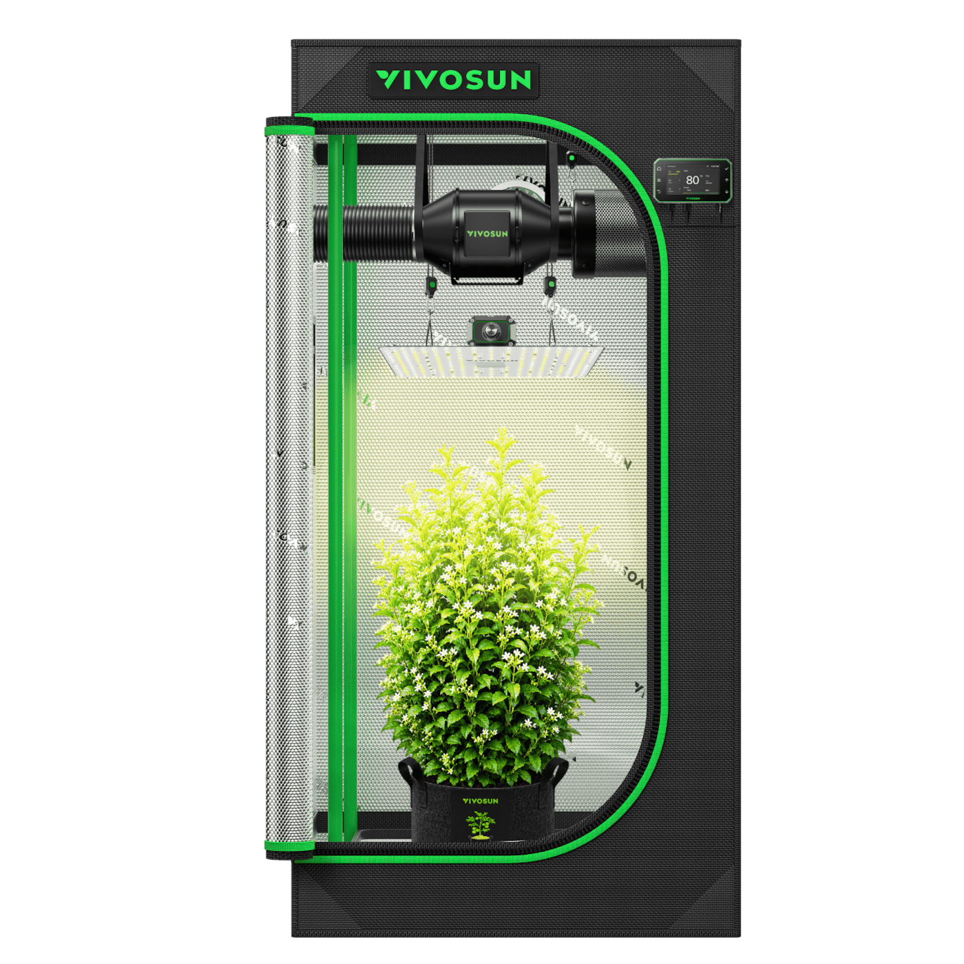 VIVOSUN Smart Growbox Komplettset 60x60x120cm mit LumaLight 100W und E42A+ Controller