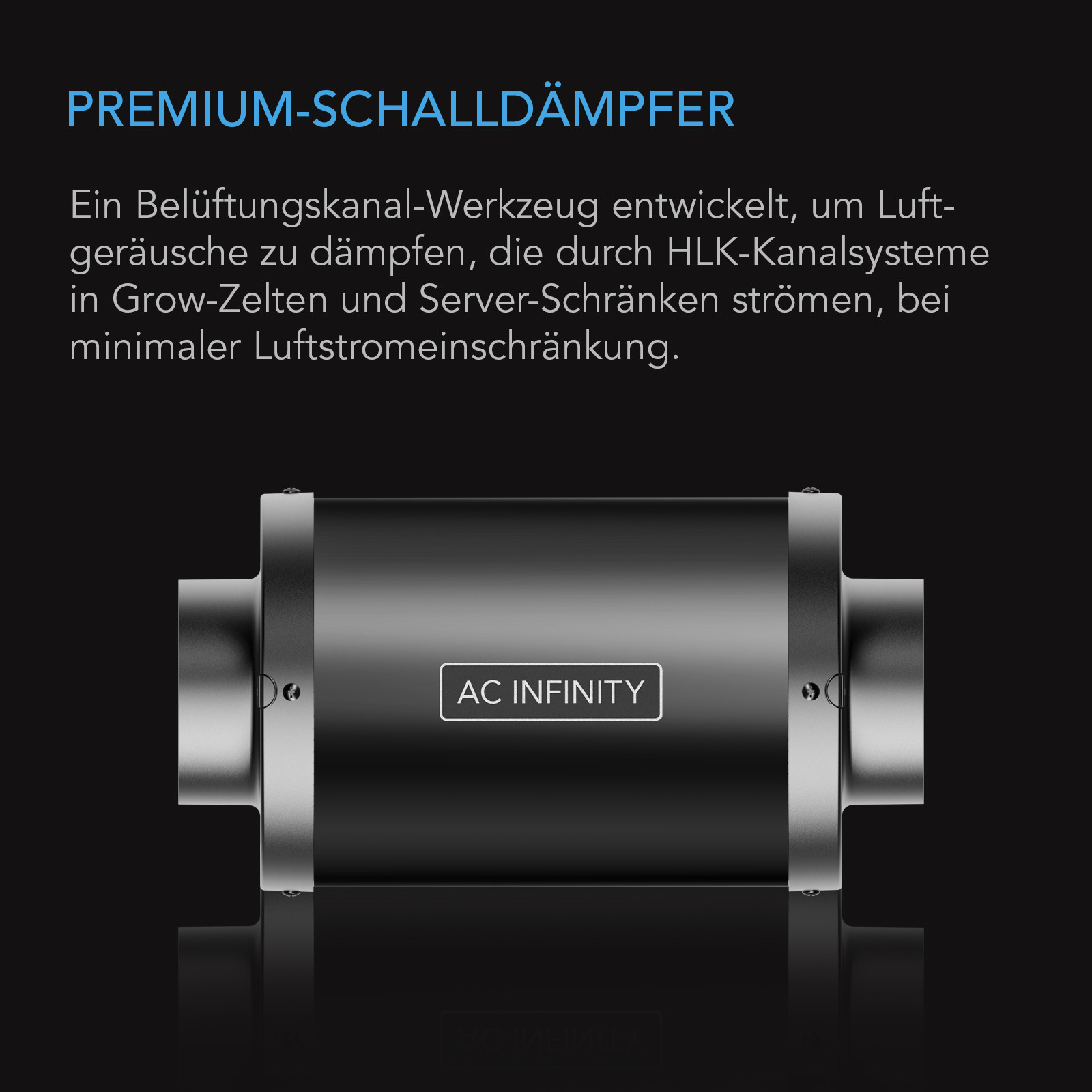 AC Infinity Premium-Schalldämpfer für Lüftungskanäle