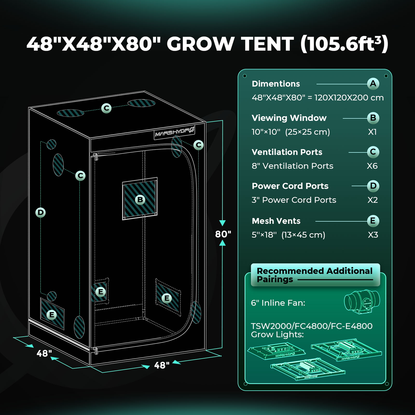 Mars Hydro Growbox 120x120x200 cm