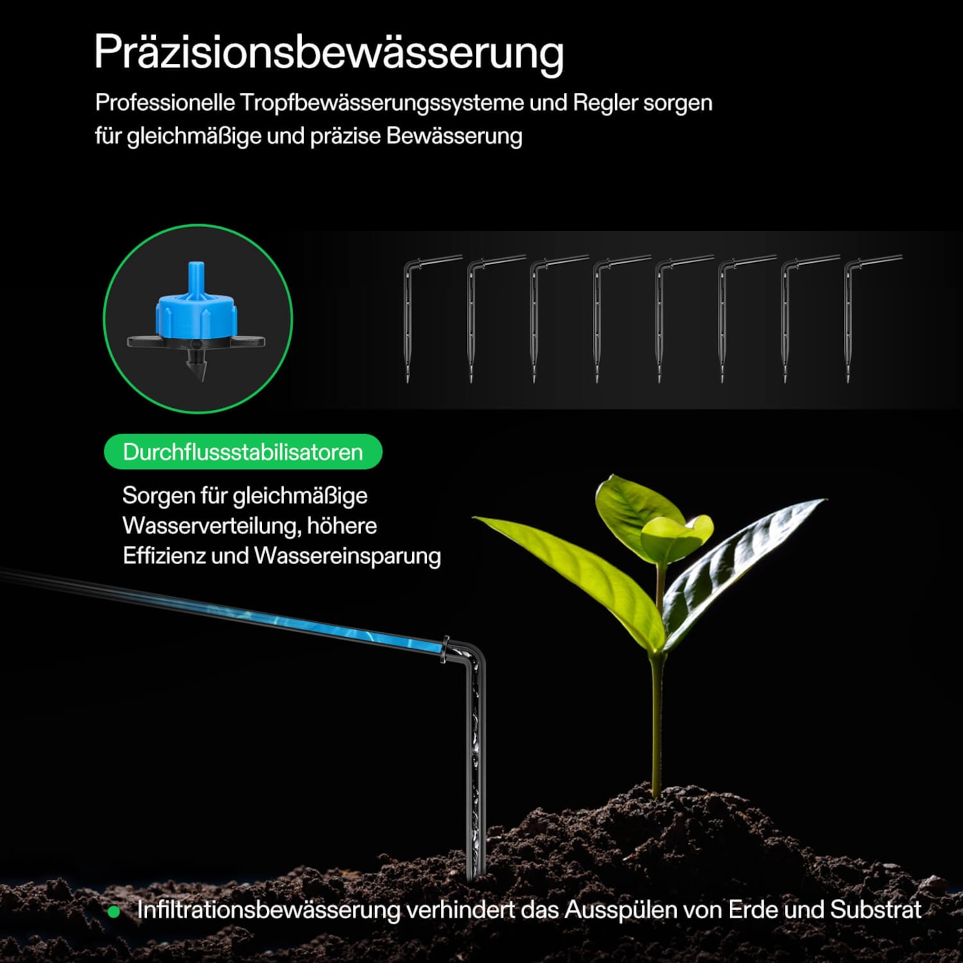 VIVOSUN FlexFeed 15W Tropfbewässerungs-Kit – 8 Tropfer