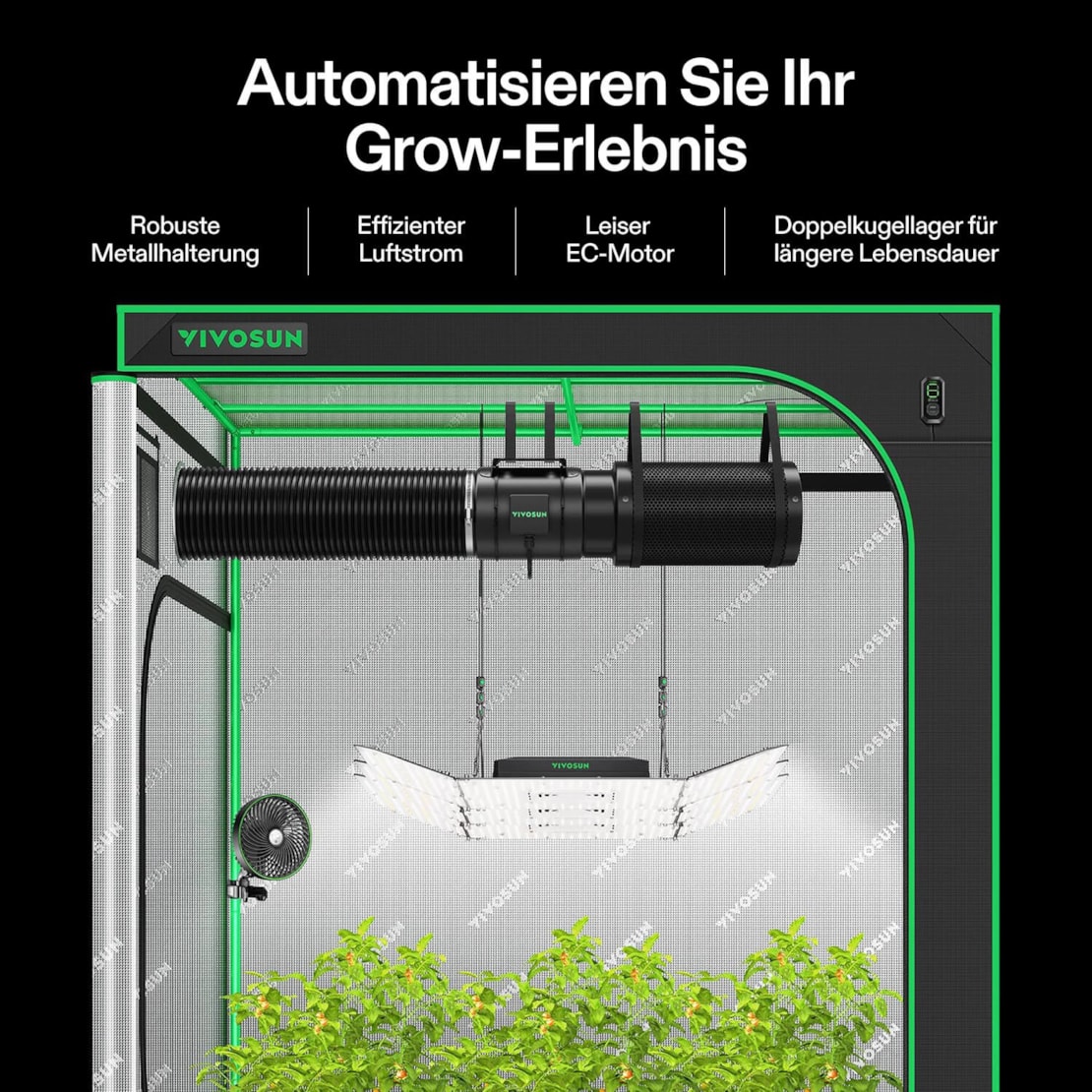 VIVOSUN AeroZesh G8 Smart Luftfiltration Kit 20 cm mit E12-Geschwindigkeitsregler