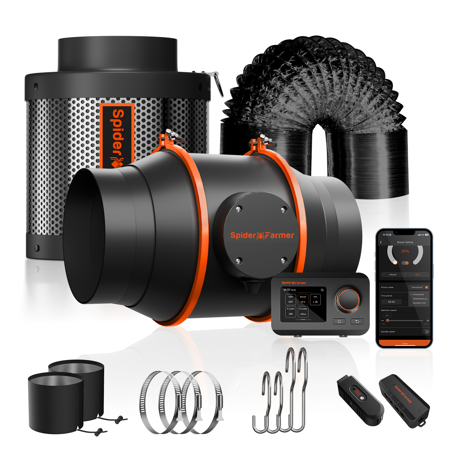Spider Farmer Abluftset mit GGS Controller 686 m³/h