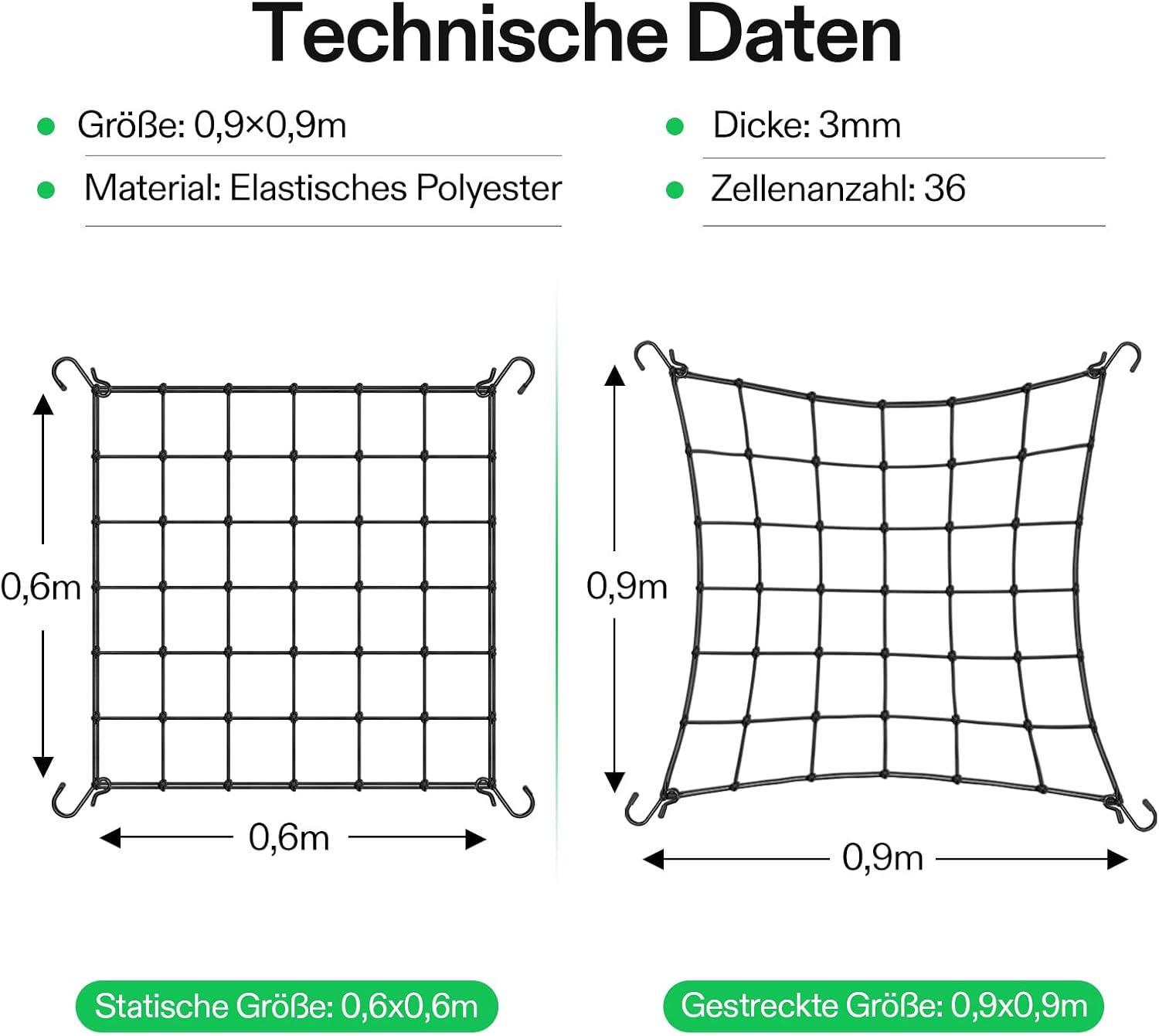 VIVOSUN Trellis Netz 90x90 cm mit 4 Haken