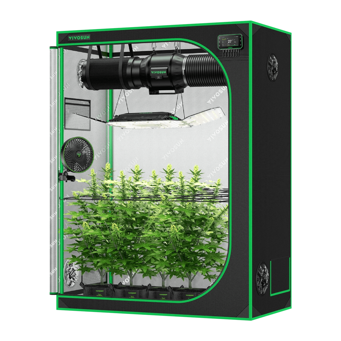 VIVOSUN Smart Growbox Komplettset Pro 150x80x200 cm mit AeroLight Wing 200W und E42A+ Controller
