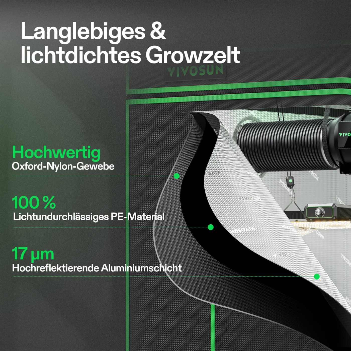 VIVOSUN Smart Growbox Komplettset 120x60x150 cm mit LumaLight 200W und GrowHub E42A+