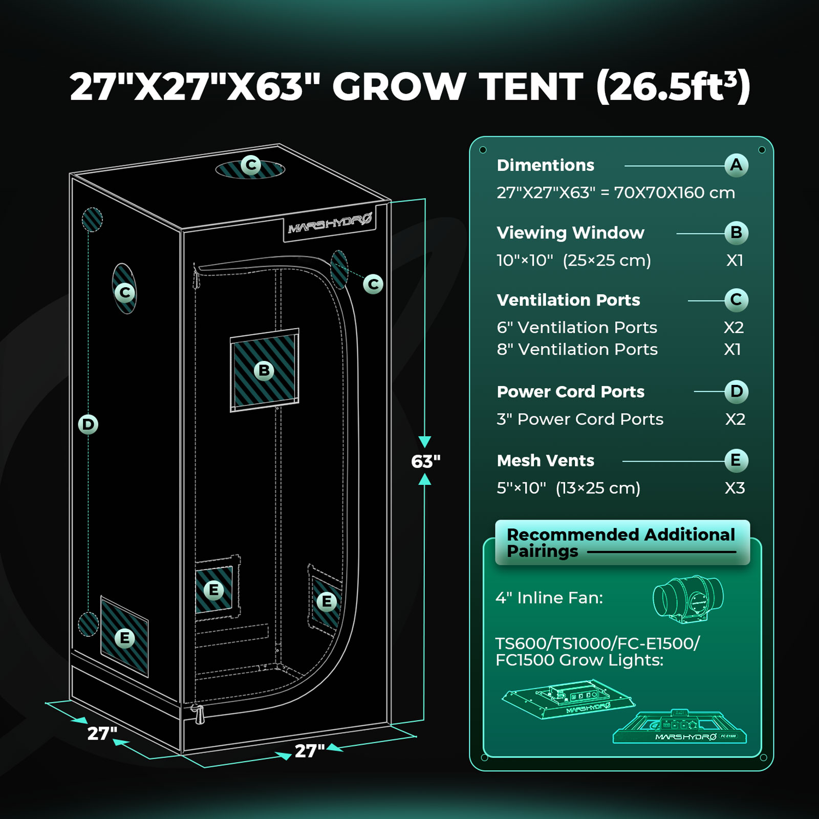 Mars Hydro Growbox 70x70x160 cm