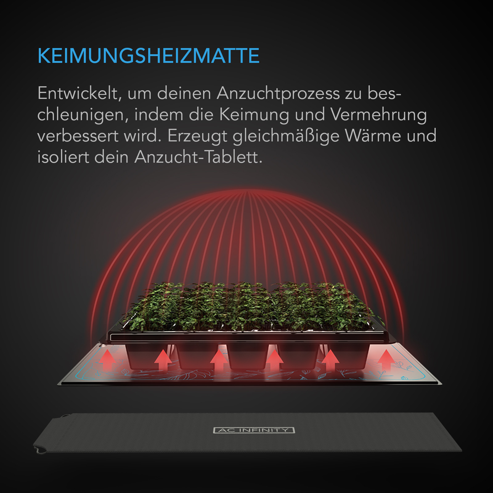 AC Infinity Keimungsheizmatte mit Anzuchtschale und Wärmeanzeige zur Förderung von Keimung und Vermehrung