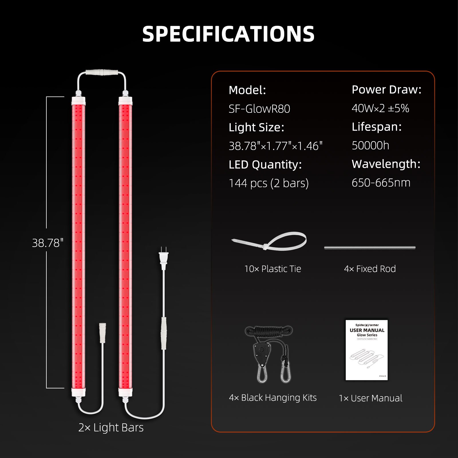 Spider Farmer GlowR80 Deep Red LED Zusatzbeleuchtung