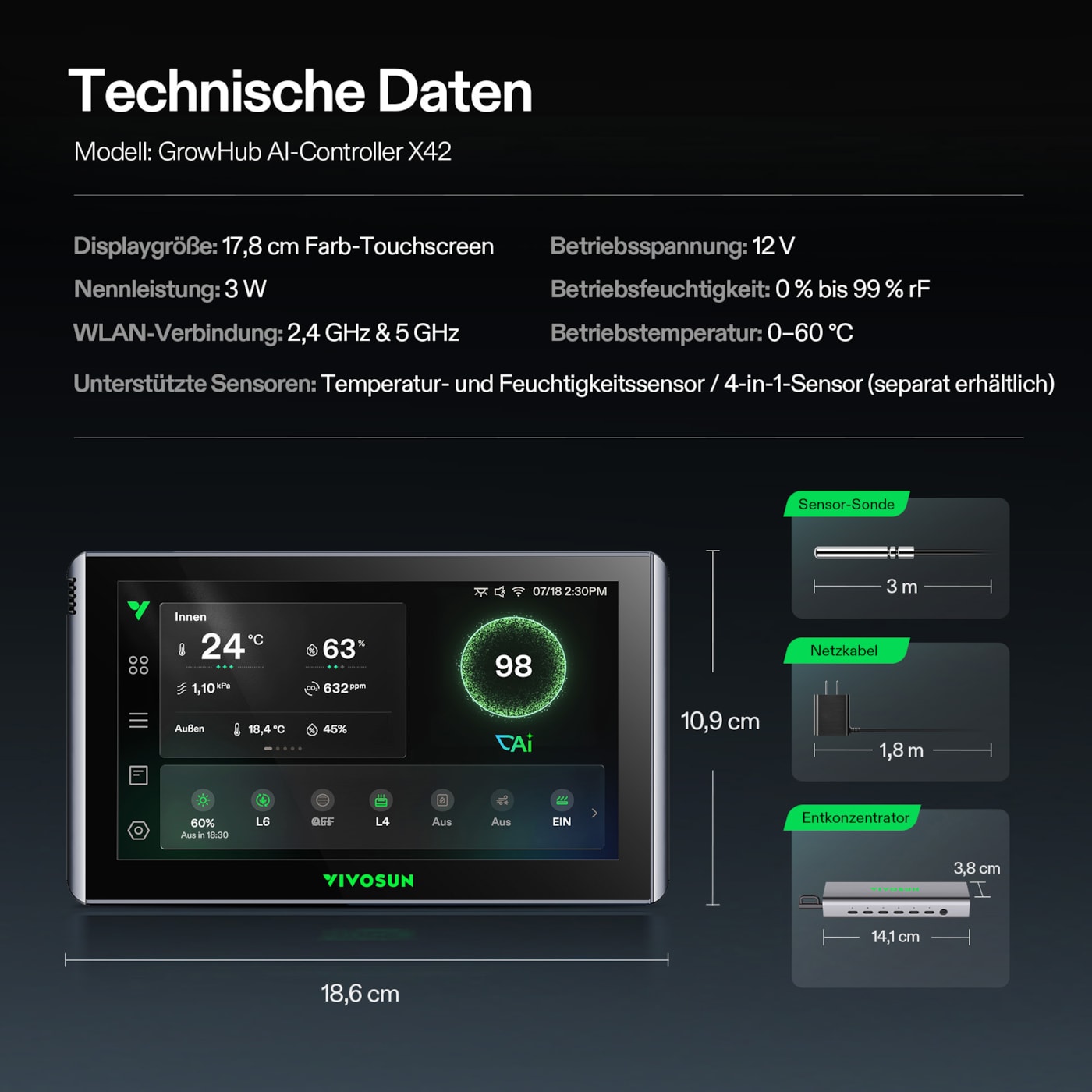 VIVOSUN GrowHub AI X42 Controller mit Touchscreen