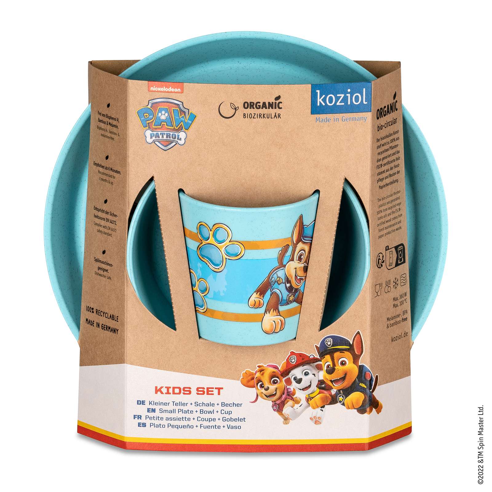 Koziol CONNECT PAW PATROL Kleiner Teller + Schale + Becher 3er-Set 8041714