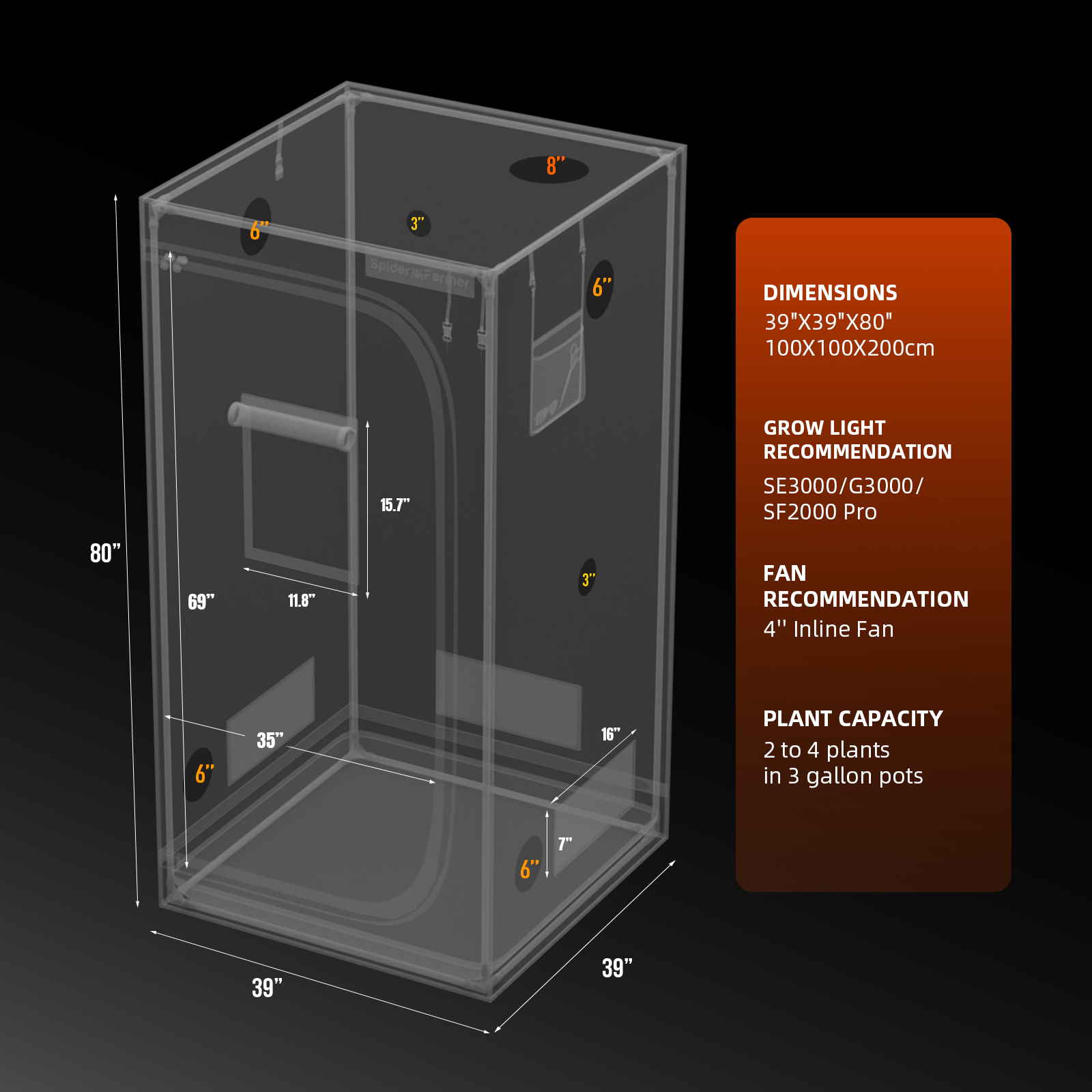 Spider Farmer Growbox 100x100x200 cm