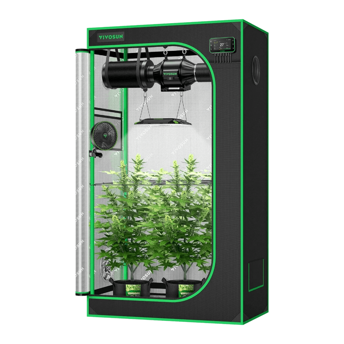 VIVOSUN Smart Growbox Komplettset Pro 90x50x160 cm mit AeroLight 100W und E42A+ Controller