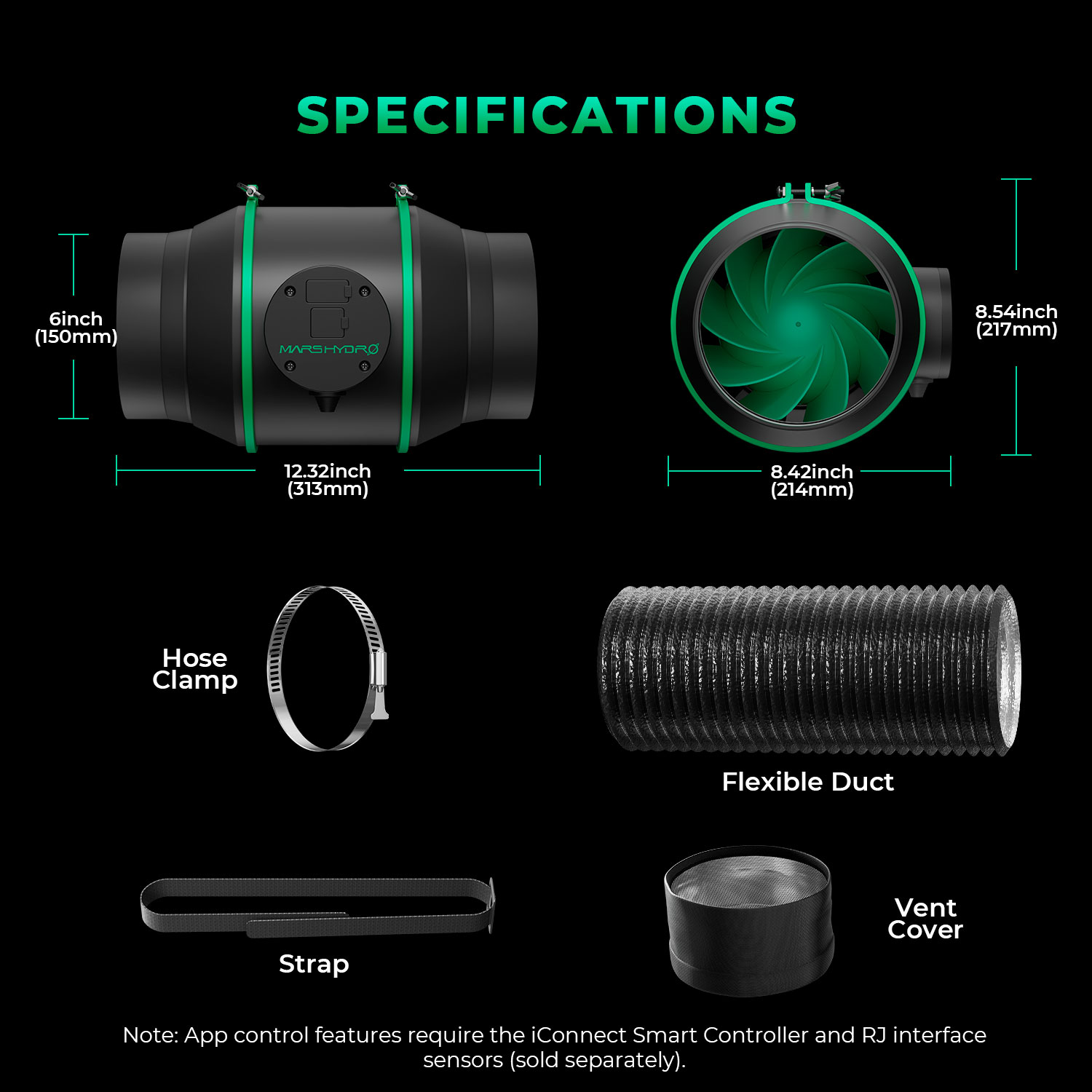 Mars Hydro iFresh 6" Abluftset 150 mm bis 686 m³/h