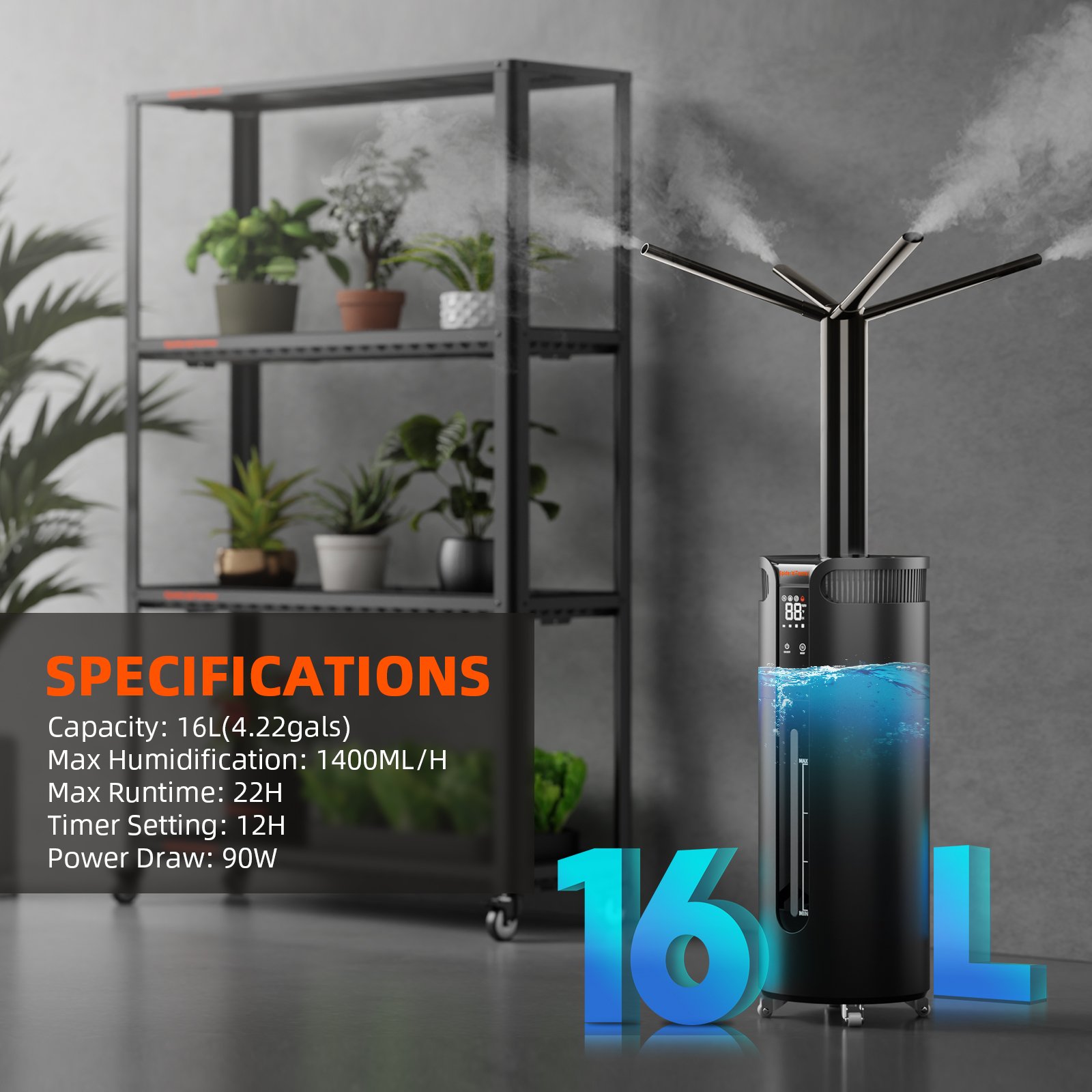 Spider Farmer Luftbefeuchter 16 L – 4 Nebelstufen