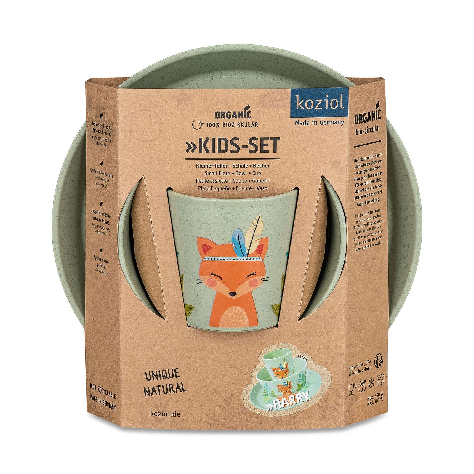 Koziol CONNECT HARRY Kleiner Teller + Schale + Becher 3er-Set 2028668