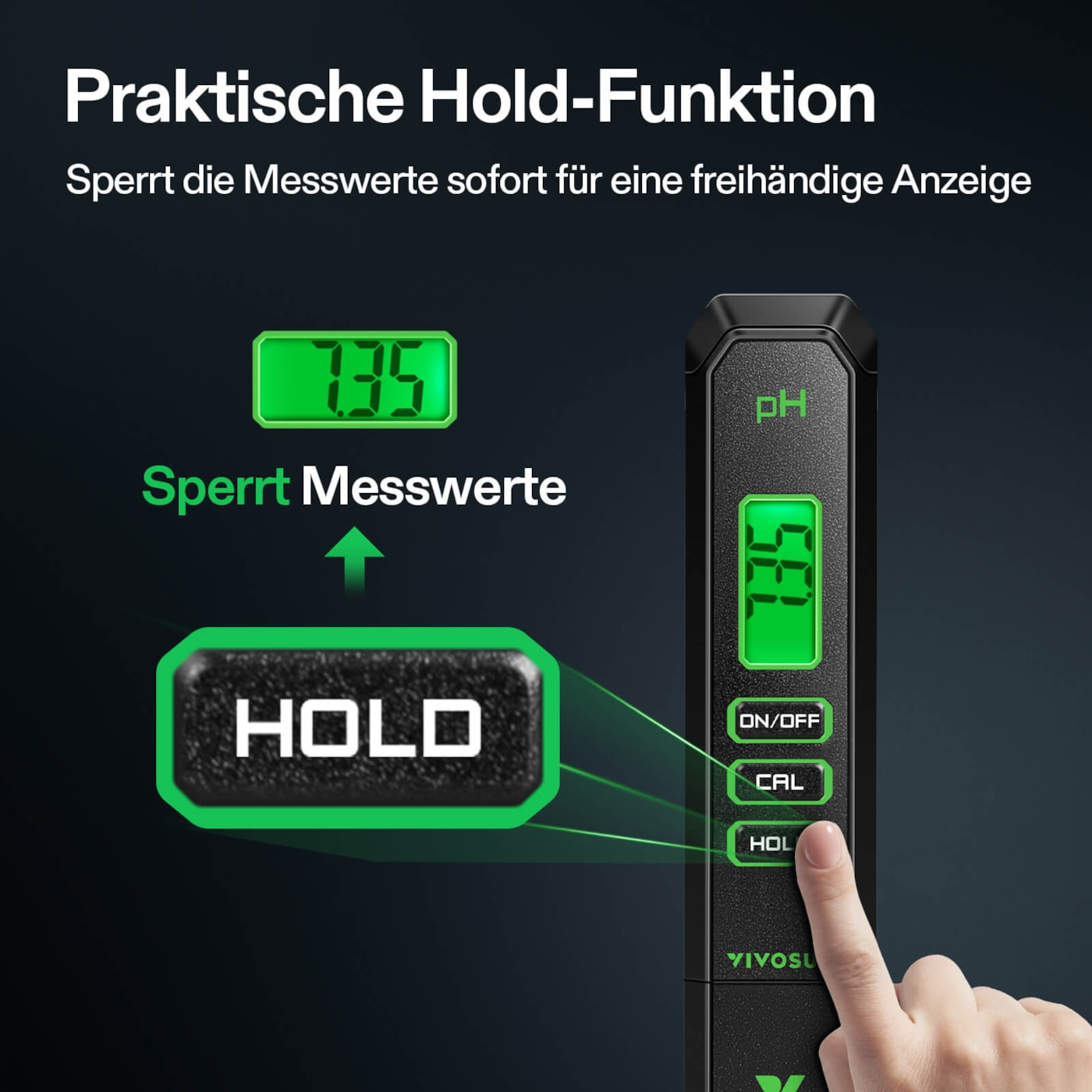 VIVOSUN pH-Tester mit automatischer Temperaturkompensation für zuverlässige Messergebnisse