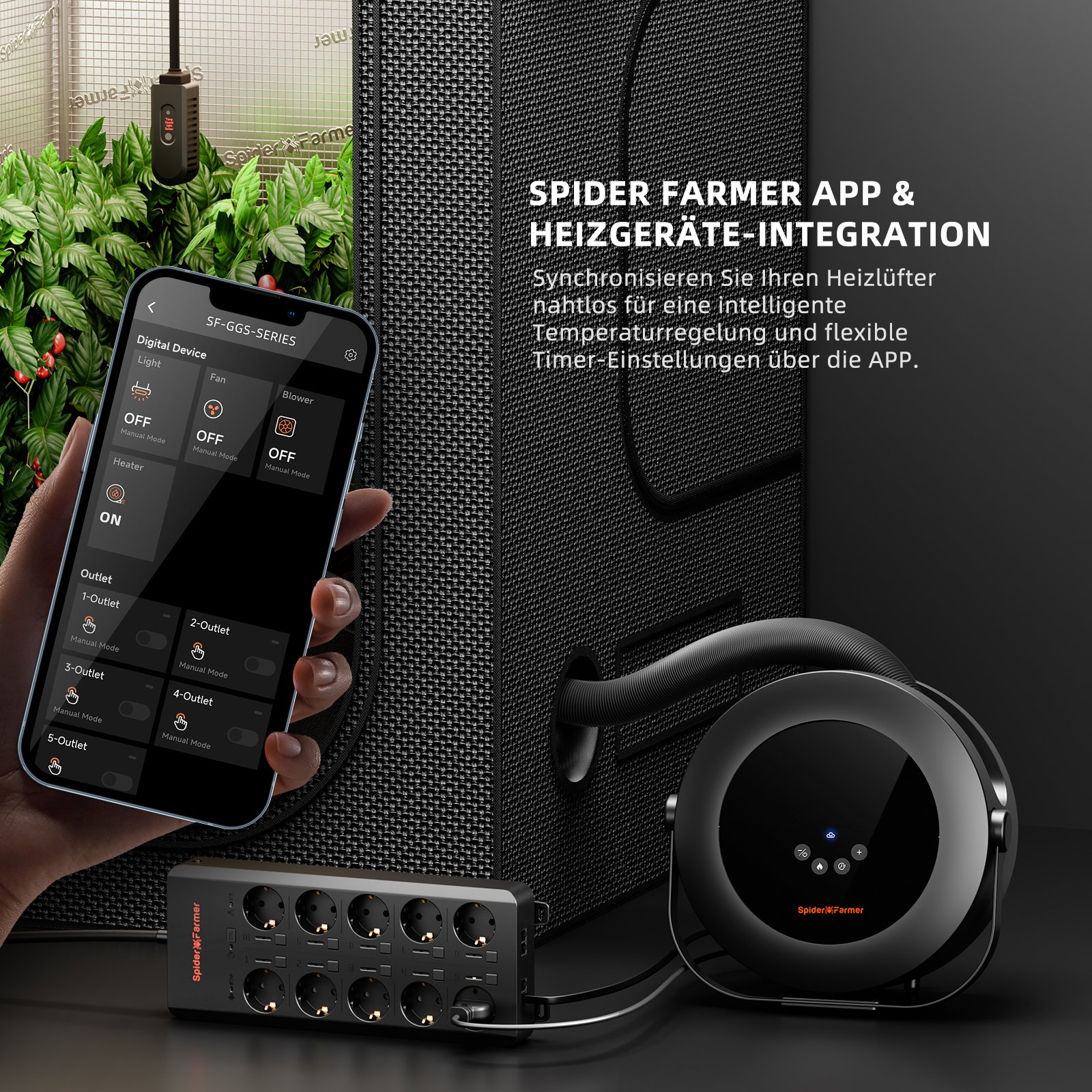 Spider Farmer Heizlüfter mit 10 Stufen 540 Watt