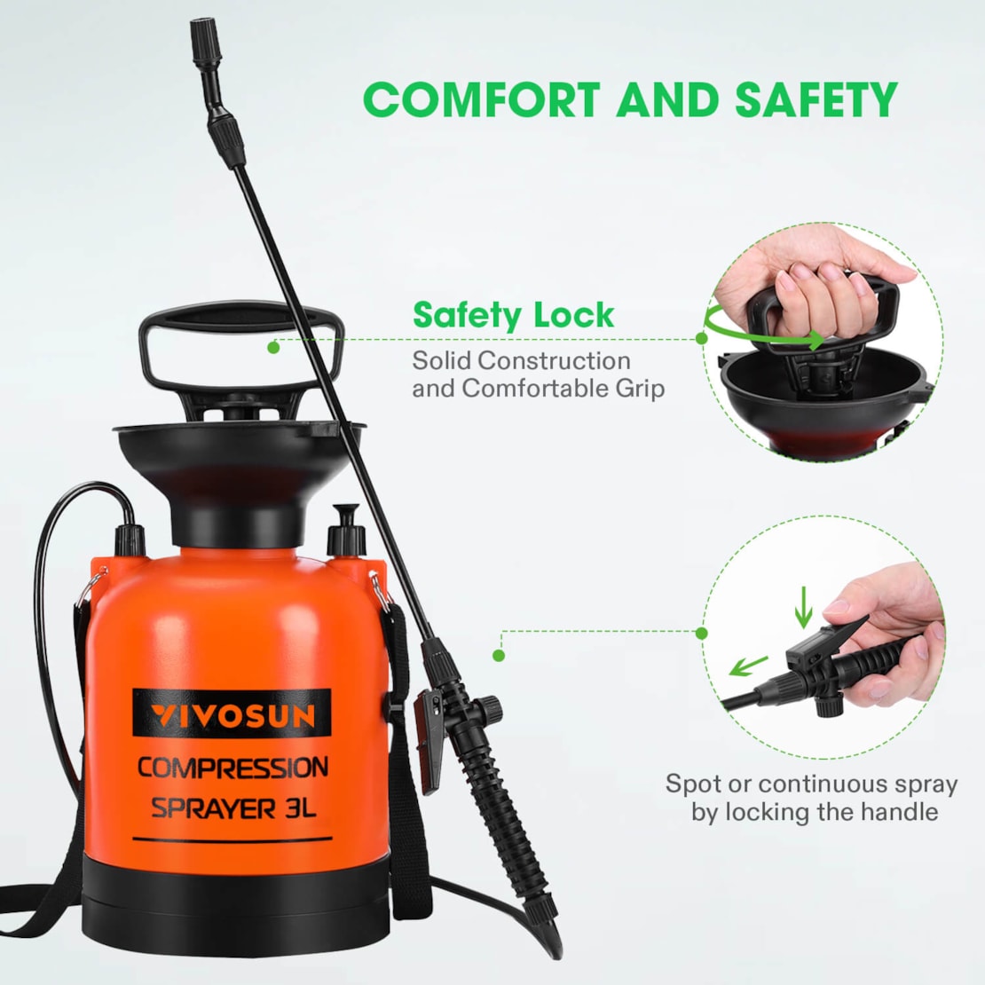 VIVOSUN Pumpendrucksprüher mit verstellbarer Düse 3 Liter