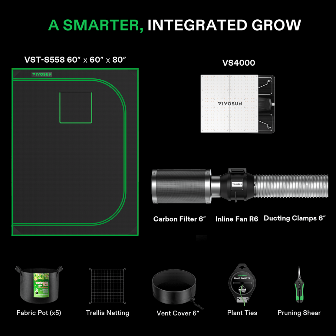 VIVOSUN Standard Growbox Komplettset 150x150x200 cm mit VS4000 LED