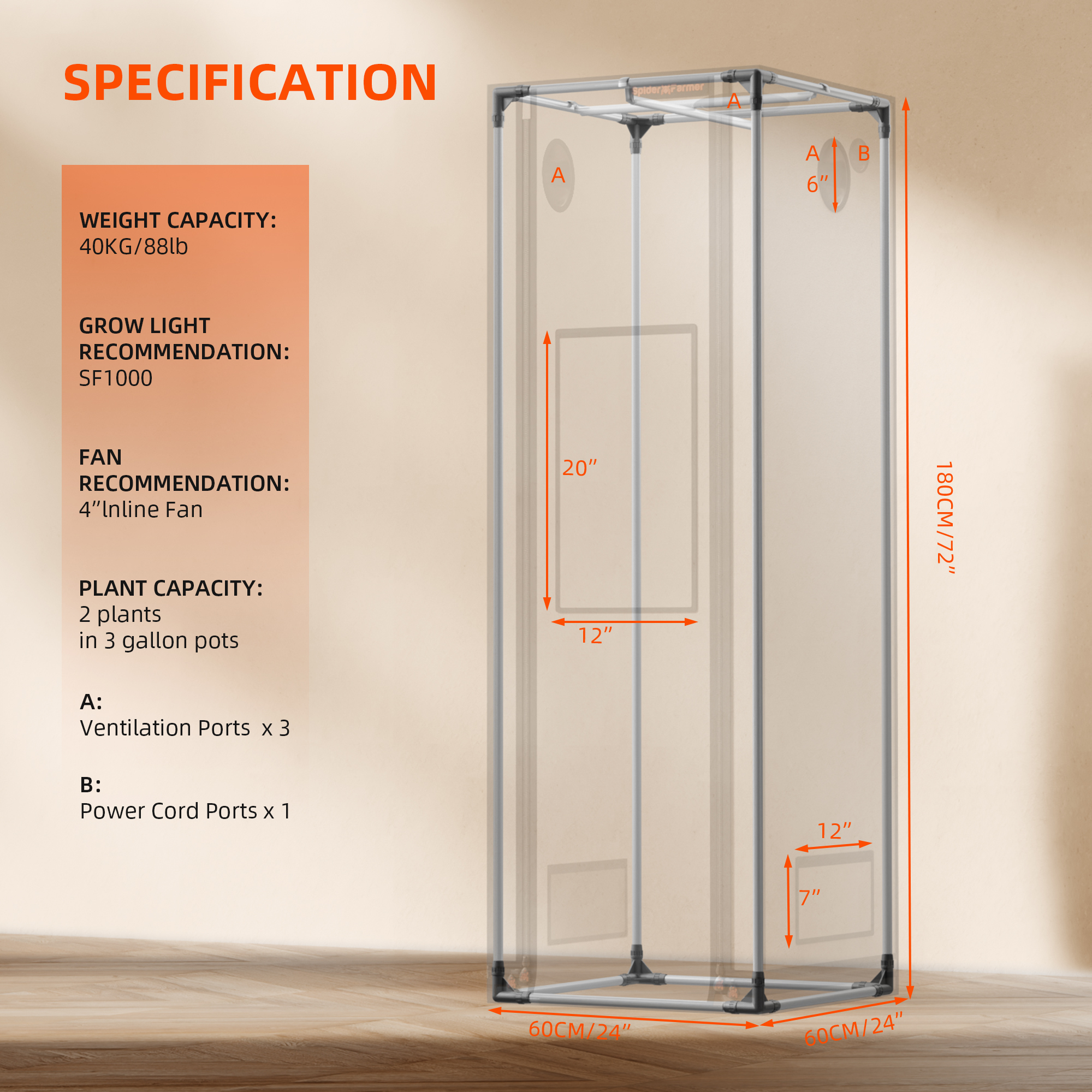 Spider Farmer Growbox Pro 60x60x180 cm 2000D