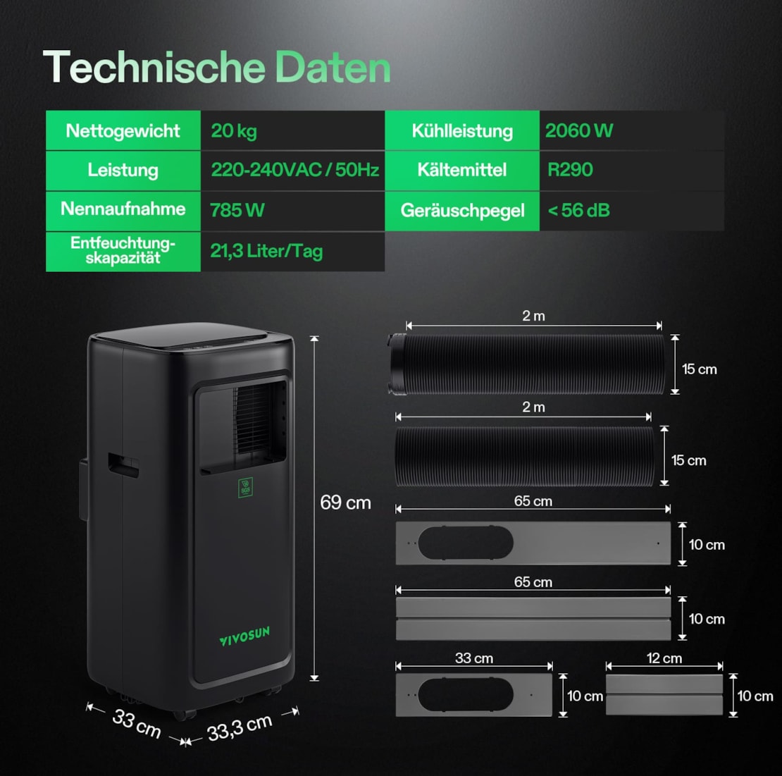 VIVOSUN AeroLush C08 Intelligentes Klimagerät 4-in-1 für Growzelte
