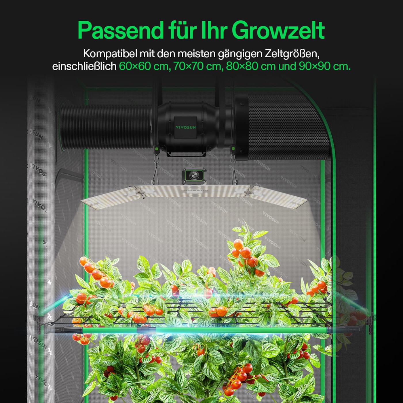 VIVOSUN High CFM Stangen Set 60–90 cm für Growbox und Growzelt
