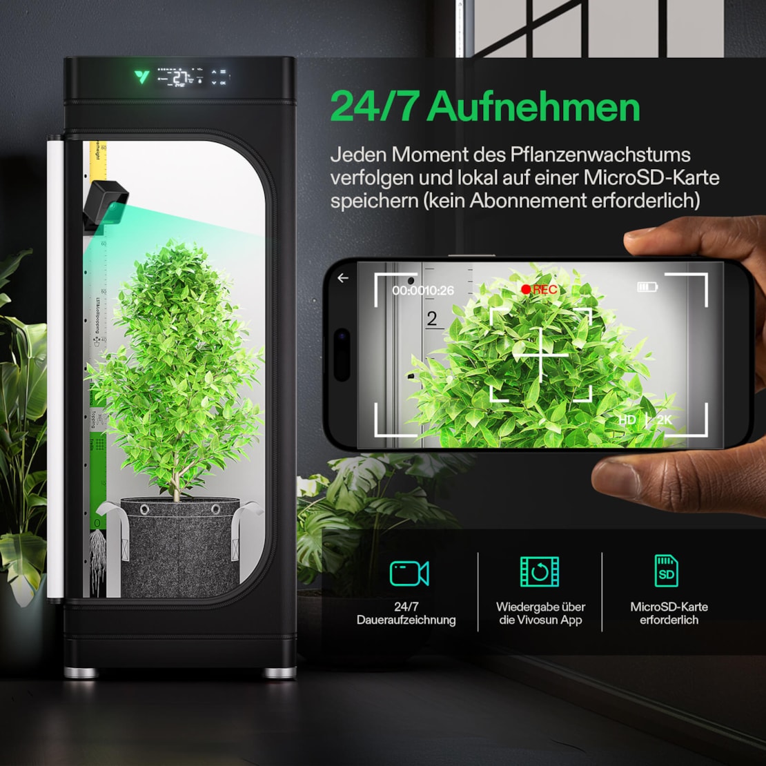 VIVOSUN smarte Grow Kamera C4 mit 2K QHD WLAN